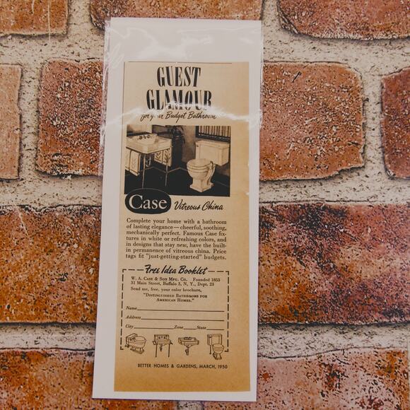 1950 Case Bathroom Fixtures Ad - Vitreous China MCM Elegance - Vtg Print Advert - Picture 3 of 5